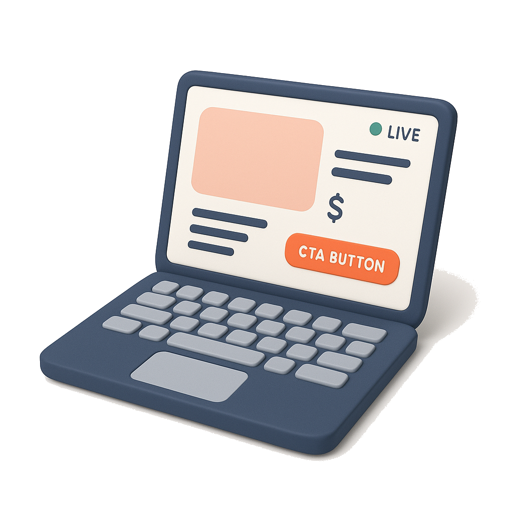 Conversion-optimized product page live on a laptop